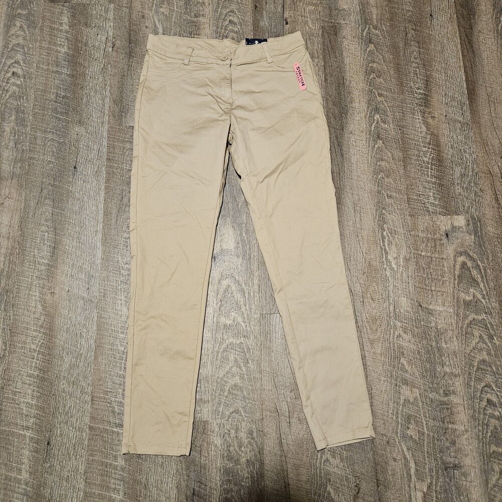 IZOD Approved Schoolwear Easy Care Girls Khaki Pants Size 9 Stretch Skinny